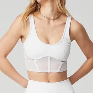 Alo Yoga - Airbrush Mesh Corset Tank Top in White Sz S